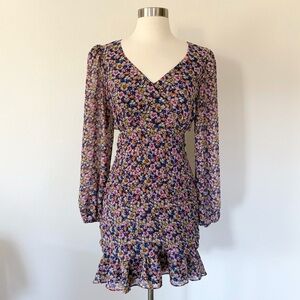 Floret Studios NWT Nordstrom Floral Ruched Balloon Sleeve Mini Dress Small S